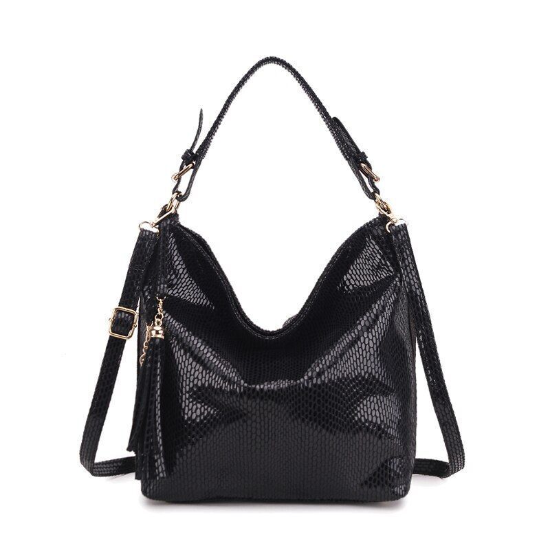 Hobo Messenger Shoulder Bag Vintage Tassel Leather Handbag Big Crossbody Purse