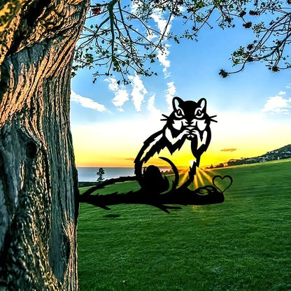 Black Metal Squirrel Pet Outdoor Yard Silhouette Animal Garden Decorative Post