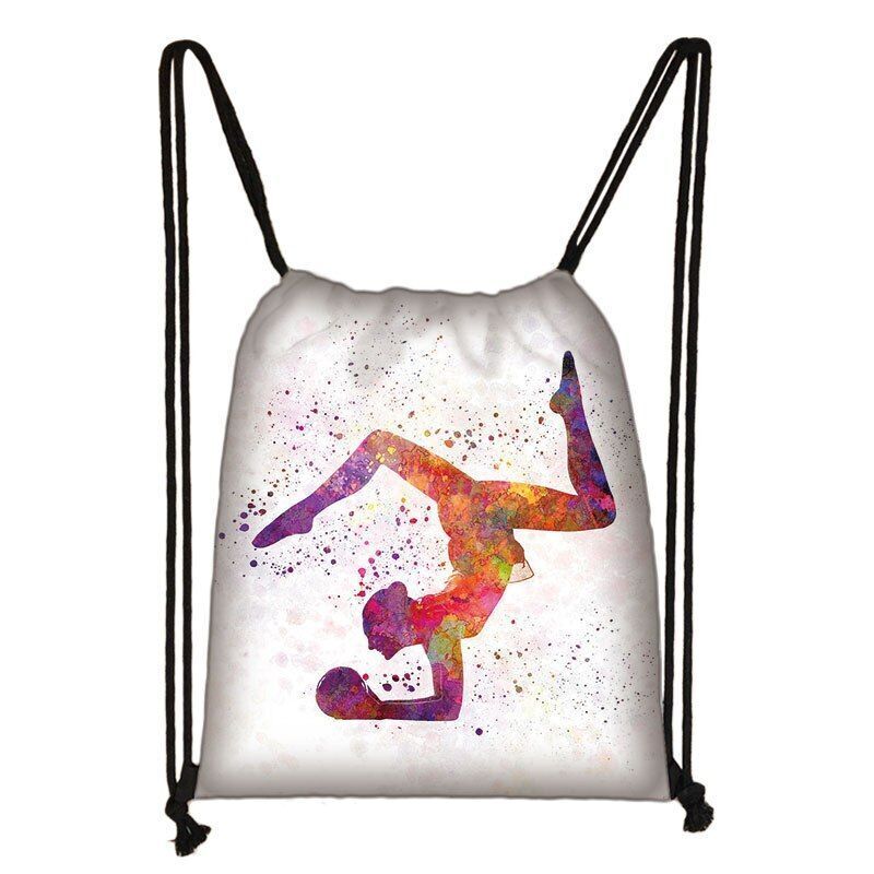 Watercolor Art Print Backpack Drawstring Bag Daypack Gymnast Storage Bag Travel