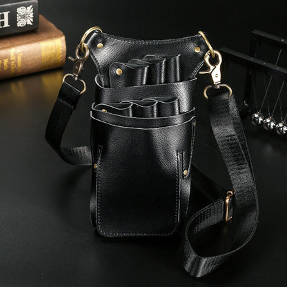 Genuine Leather Hairdressing Scissors Storage Bag Crossbody Shears Holder