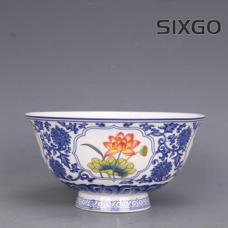 Collect China Qing Dynasty Porcelain Blue and White Famille Rose Flowers Bowl