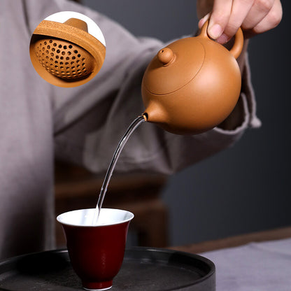 Ball Shaped Infuser Holes Marked Xishi Pot Chinese Yixing Old Duan Clay Tea Pot
