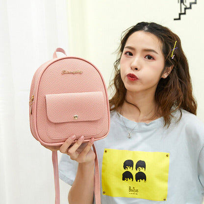 Mini Backpack Women PU Leather Shoulder Bag Girls Multi-Function Small Bagpack