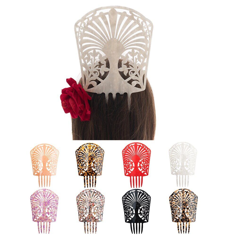 Women Headdress Hair Combs Clips Colorful Acetate Flamenco Accessories 19.5x27cm