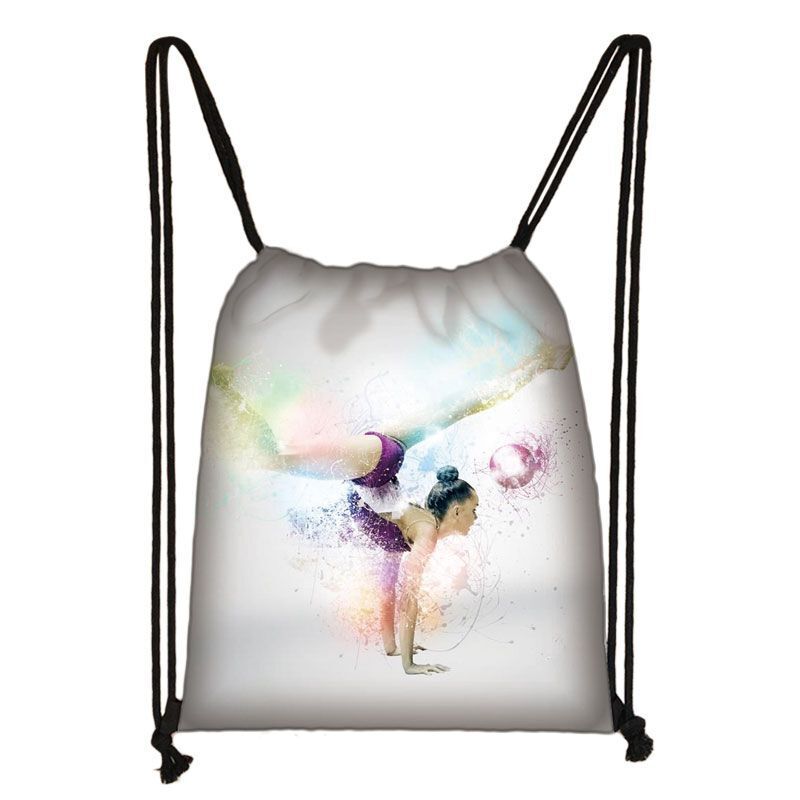 Watercolor Art Print Backpack Drawstring Bag Daypack Gymnast Storage Bag Travel