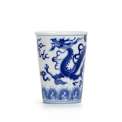 Dragon Chinese Tea Cup White and Blue Beautiful Teacup Phoenix Teaware A Cup