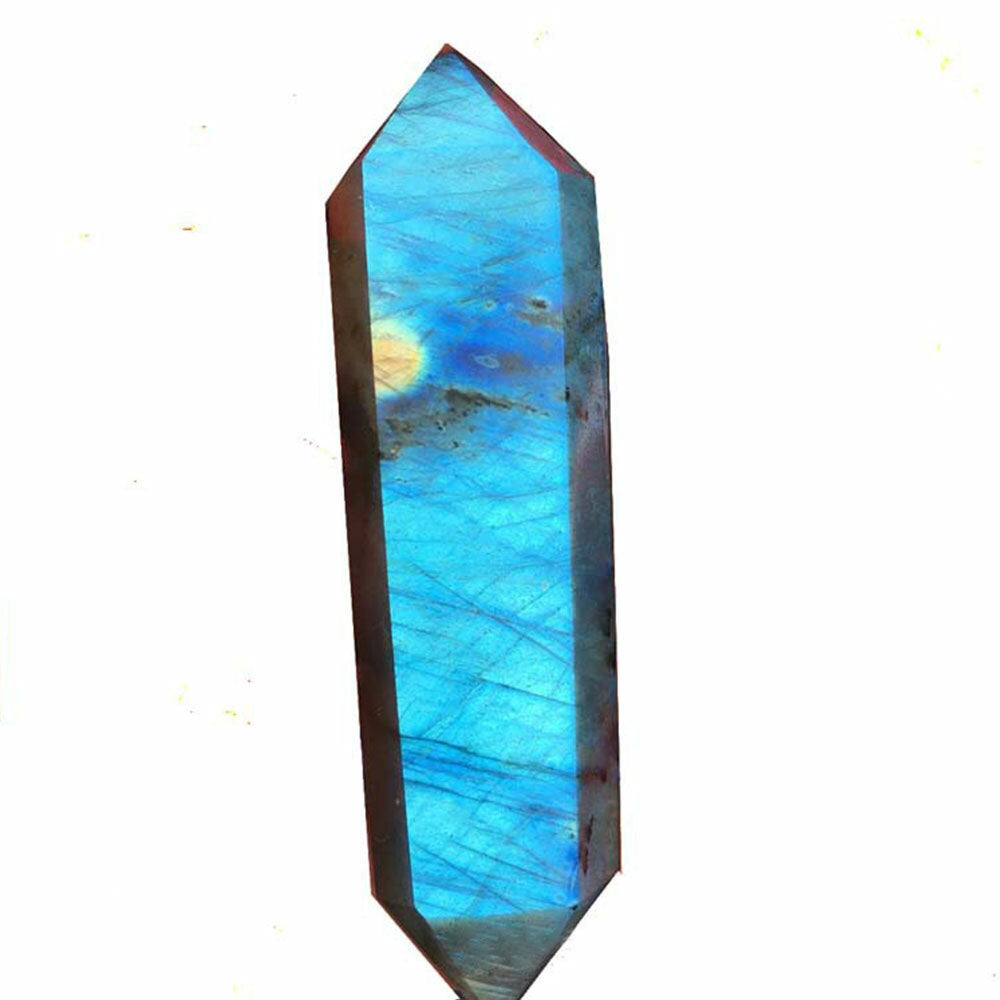 1pc Natural Labradorite Quartz Crystal Point Wand Reiki Healing Obelisk