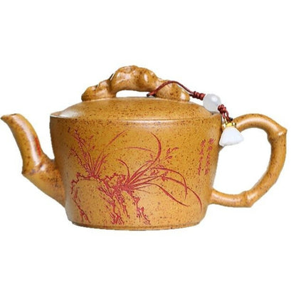 100ml Hand Carved Orchid Real Yixing Zisha Small Tea Pot Chinese Kungfu Tea Pot