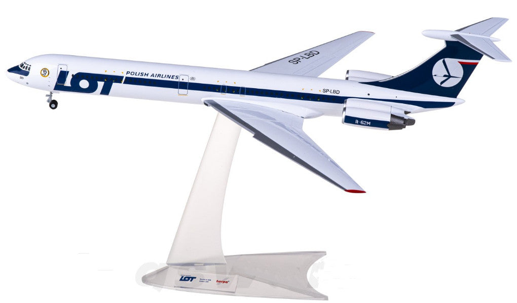 1:200 Herpa LOT Ilyushin IL-62M Passenger Airplane Diecast Plane Aircraft Model