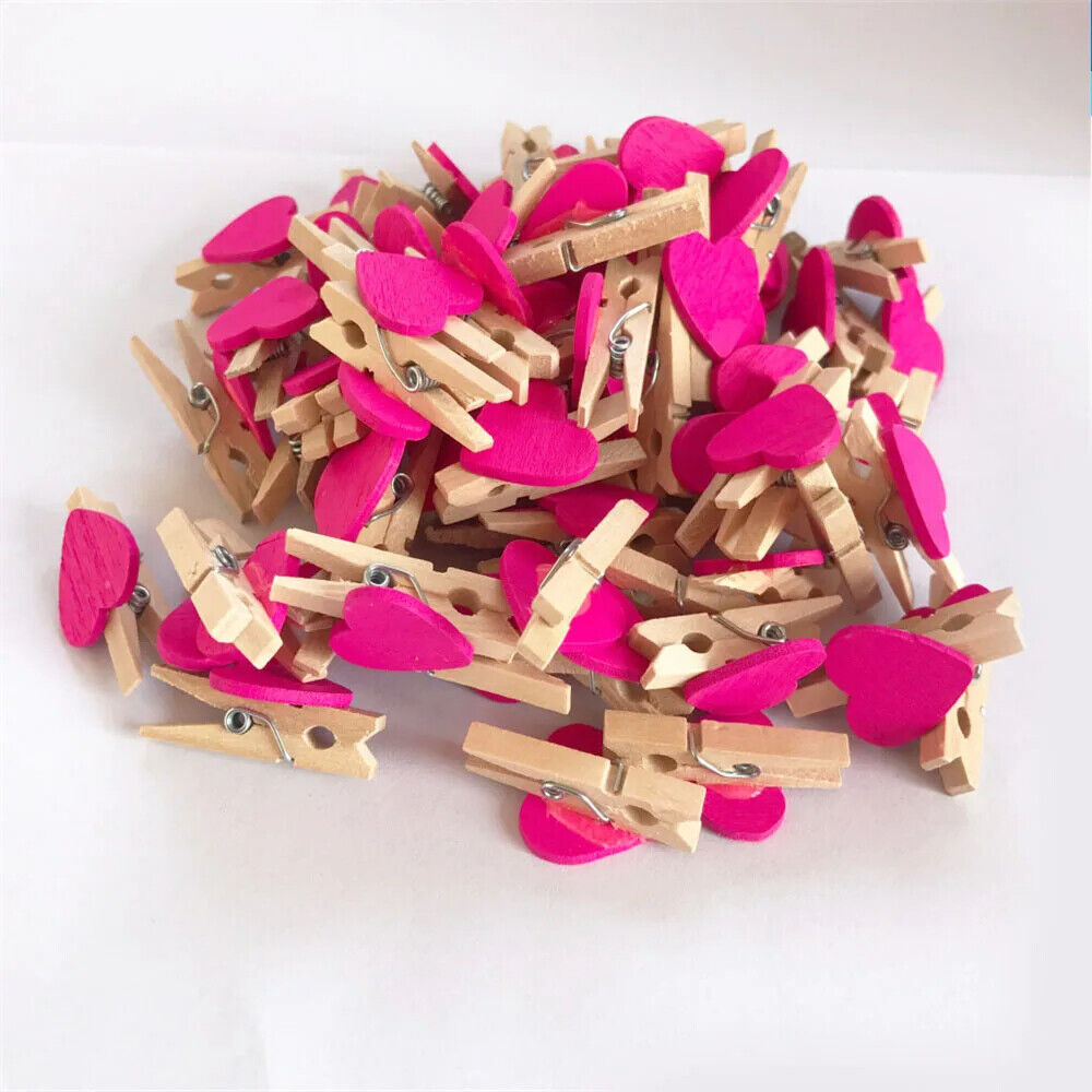 Craft Clothespin 50Pcs Wooden Clips Love Heart Pegs DIY Wedding Venue Decoration