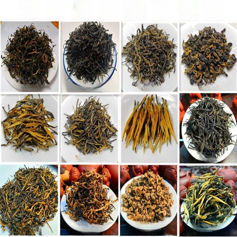12 types Dian Hong black tea,Yunnan Golden Needle Golden Snail Dian Hong Jin Luo