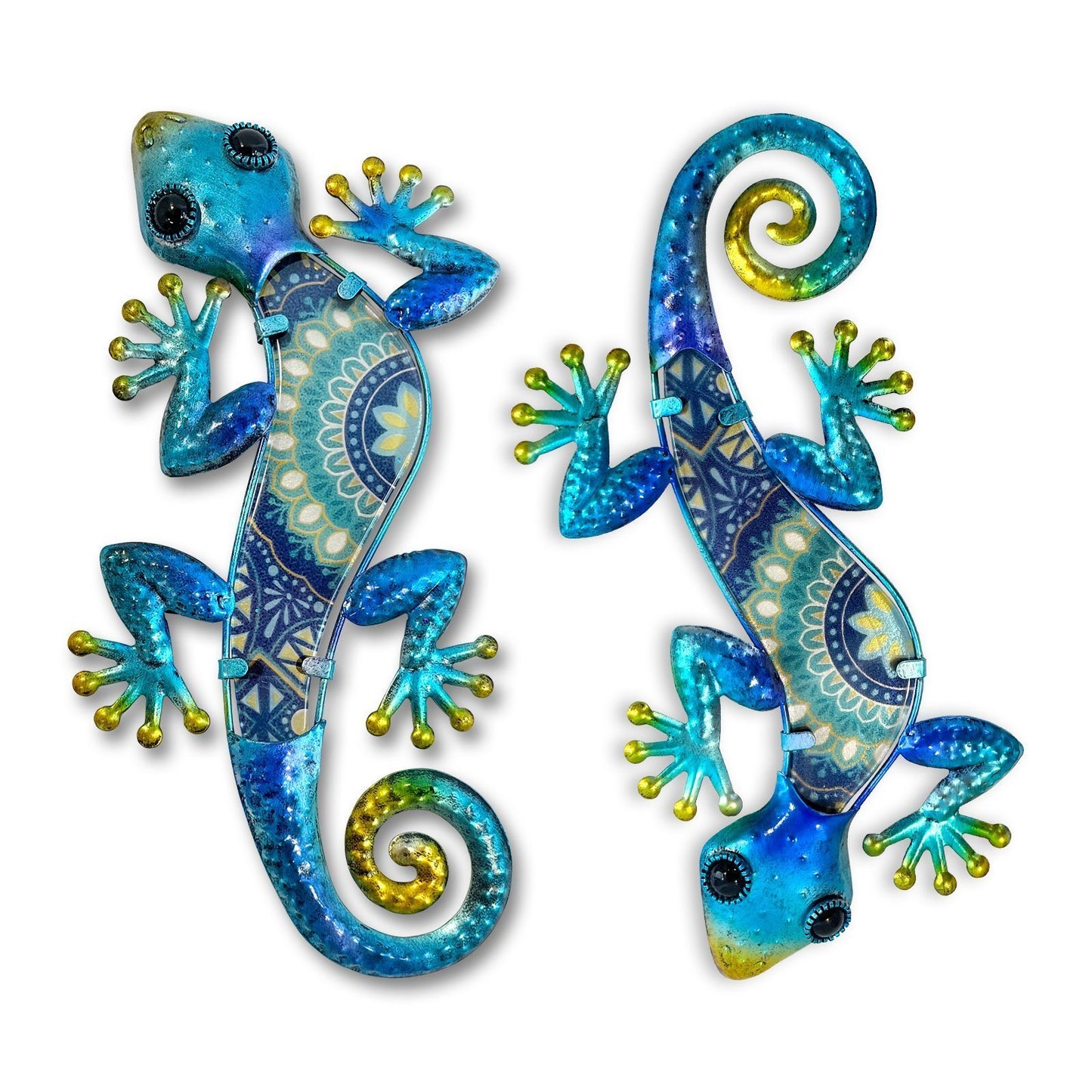 Wall Decoration 2Pcs Metal Gecko Lizard Sculptures Garden Yard Patio Art Statues