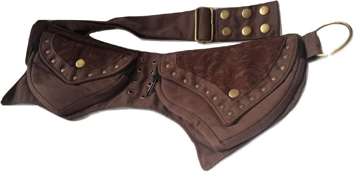 Leather Practical Fannypack Cotton Waistbag Travel Utility Belt Brown