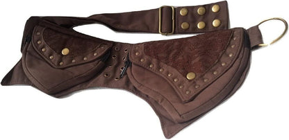 Leather Practical Fannypack Cotton Waistbag Travel Utility Belt Brown