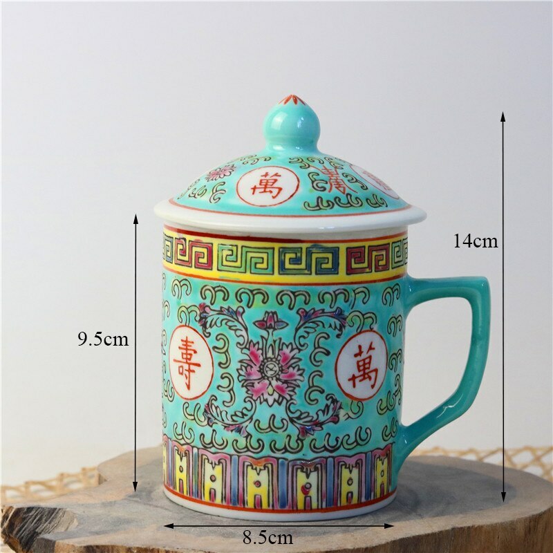 Chinese Traditional Retro Jingdezhen Ceramic Milk Coffee Mug Creative Tea Cup