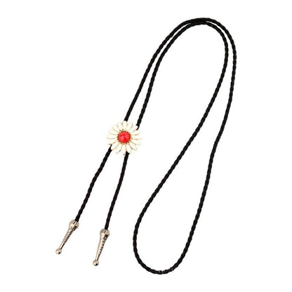 Men Bolo Tie Alloy Polyester Cowboy Flower Gemstones Shirts Sweaters Accessories
