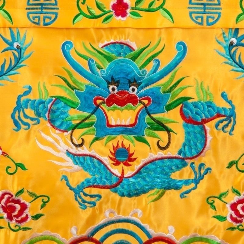 Taoist Buddhist Altar Holy Dragon Auspicious Embroidery Table Enclosure Curtain