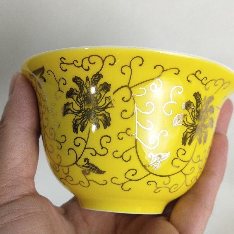 Porcelains Yellow Teacups Ceramic On-Glazed Drinkware Supplies High Quality Cups
