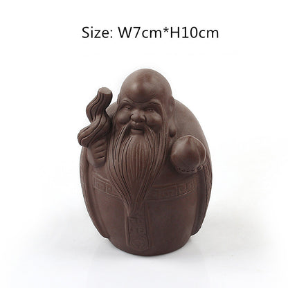 China Novelty Tea Play Statue Pee Doll Smile Buddha Monk Wealth Bring Tea Pet