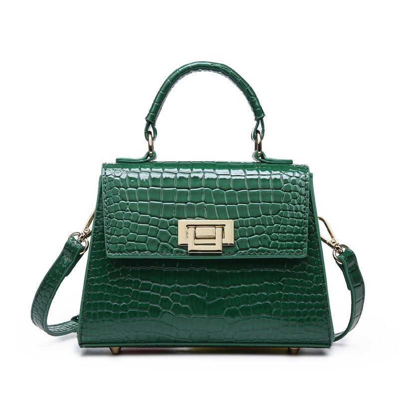 Synthetic Leather Purse Handbag Shoulder Bag 20*7*15 CM Polyester Green Brown