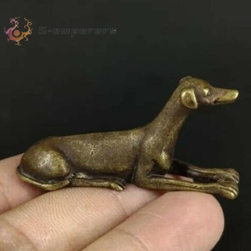 Brass Dog Statue Puppy Ornaments Crafts Tea Pet Home Decor Figurine