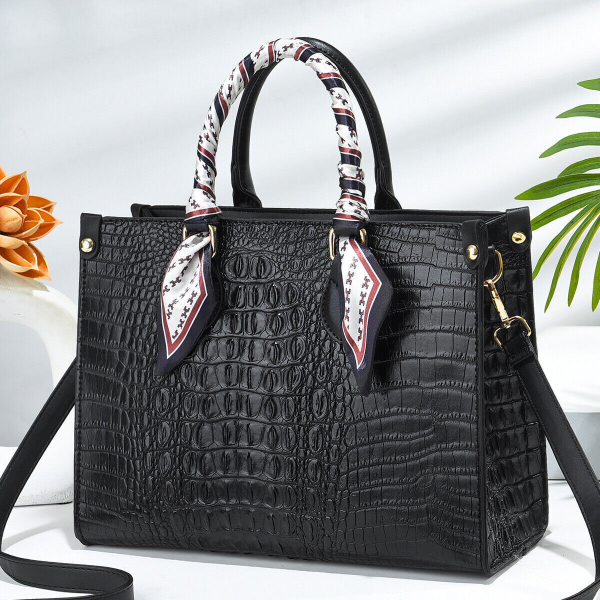 Fashion Crocodile Pattern Handbag Faux Leather Shoulder Bag Women's Purse