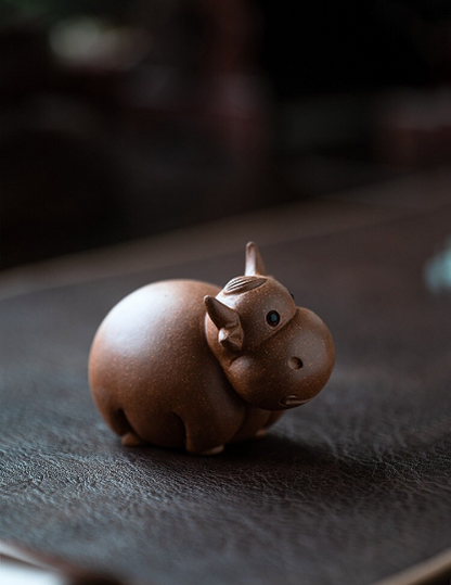 Purple Clay Tea Pets Cute Cow For Tea Tray Tea Play Yixing Purple Sand Ornaments