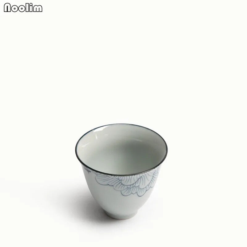 Ceramic Hand Painted Hibiscus Teacup Porcelain Master Tea Cup Handmade