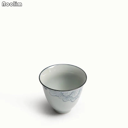 Ceramic Hand Painted Hibiscus Teacup Porcelain Master Tea Cup Handmade