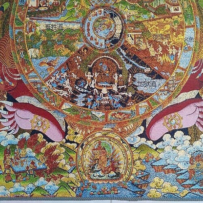 Buddhist Guardian Silk Painting Home Decoration