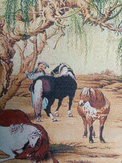 36" China Cloth Silk Eight Fine Horse Mural Wall Hanging Tapestry Meditation 八骏图