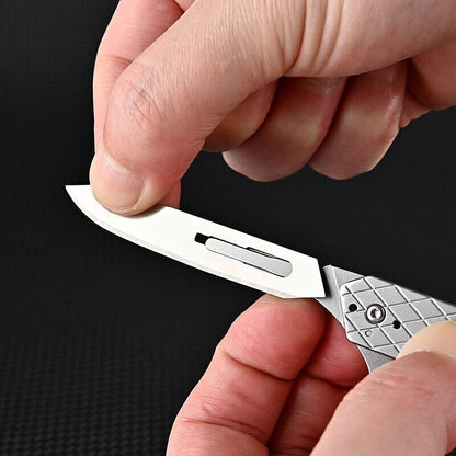 Stainless Steel Pocket Utility Folding Knife #60 Scalpel Blades Outdoor EDC Tool