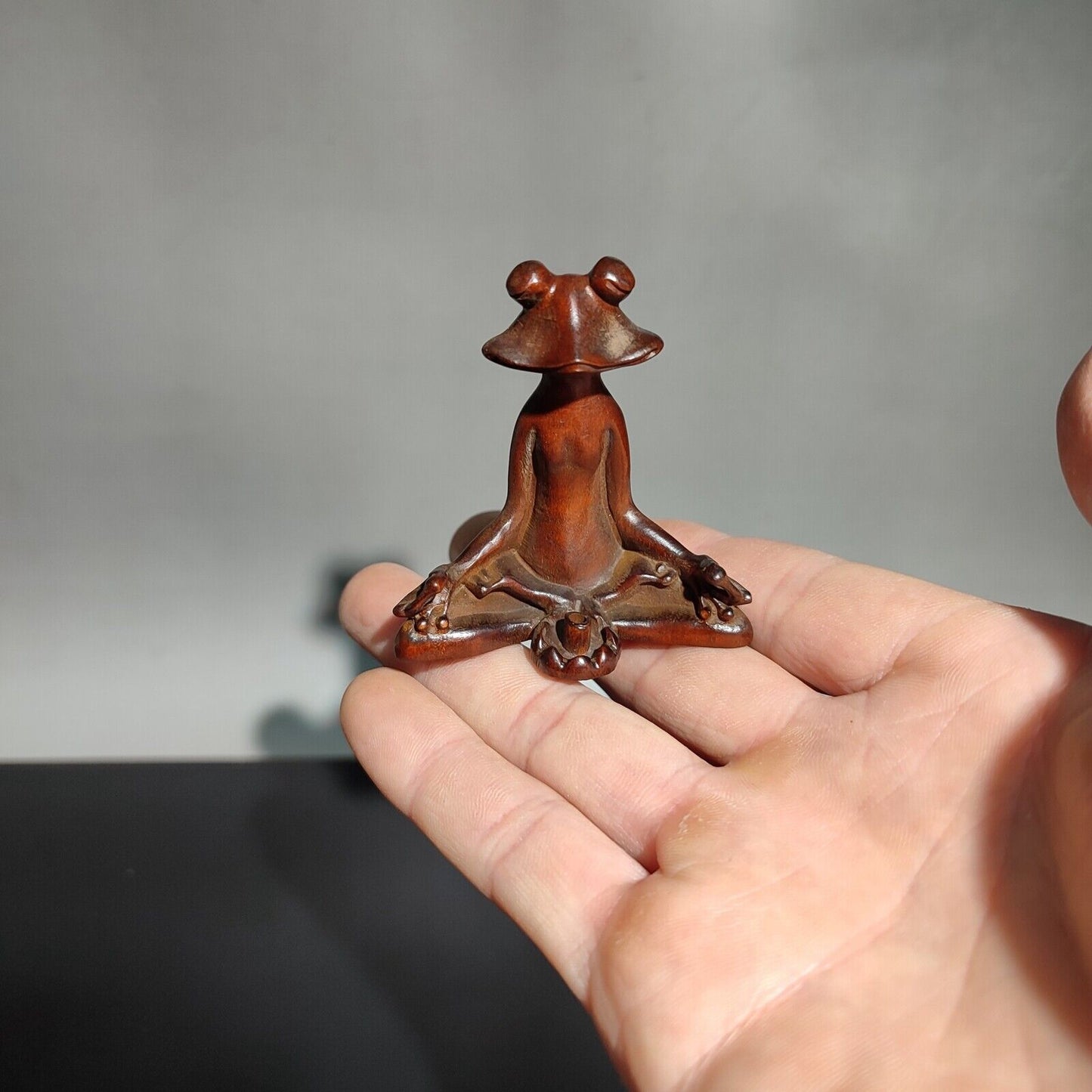 vintage antique wood carving Boxwood wooden sculpture frog statue Incense burner