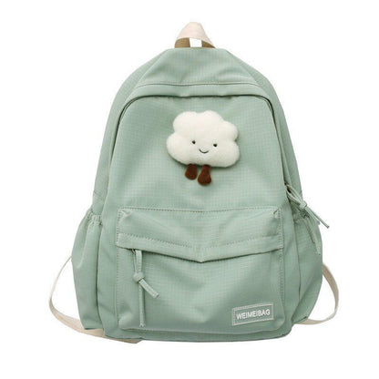 Waterproof Nylon School Backpack Large Solid Color Travel Bag College Schoolbag