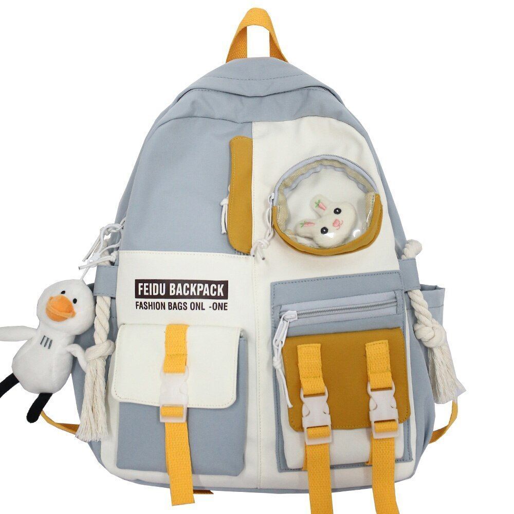 Nylon Bag Student Backpack Waterproof Fashion School Bag 30*13*40 CM Pink /Blue