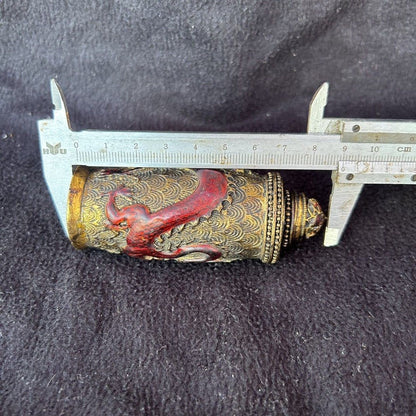 Vintage Double Dragon Snuff Bottle Empty Ornament Craft Accessory