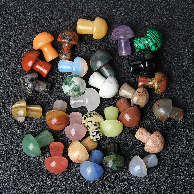 Mini Crystal Mushrooms Agate Stones Natural Quartz Gem Crystal Healing