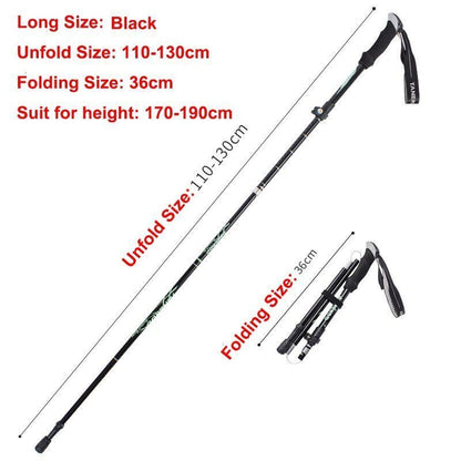 5-Section Folding Trekking Poles Nordic Walking Stick Hiking Telescopic Cane 1PC