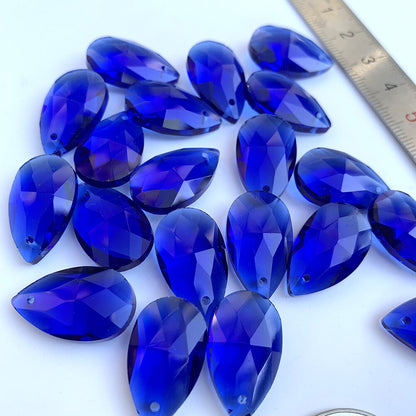 Blue 20Pc Faceted Glass Beads Teardrop CRYSTAL Pendant Chandelier Prism Part DIY