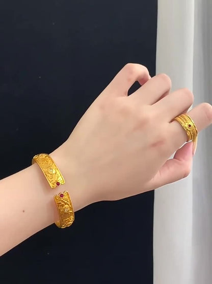 Flower Opening 24K Gilding Yellow GP Bracelet Jewelry