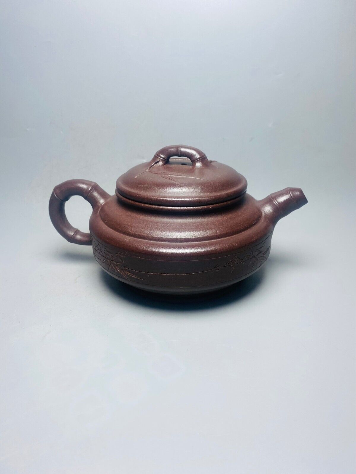 l-0Chinese Yixing Zisha Clay Handmade Exquisite Teapot （竹鼓 底款：顾景舟）