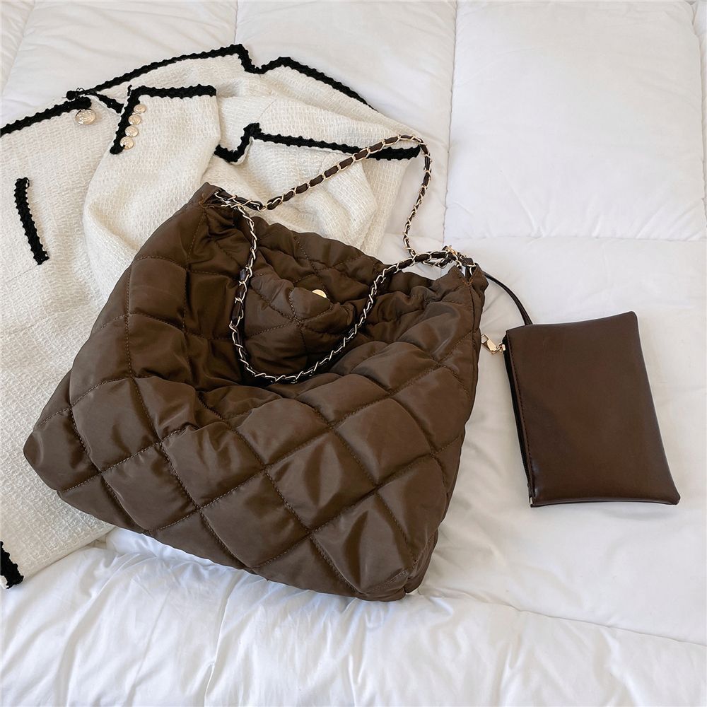 Cotton Padded Large Chain Shoulder Bags Quilted Nylon Shopper Hobo Handbags 1 PC