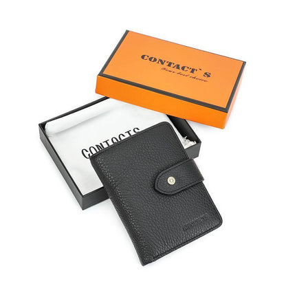 Kiss Lock Wallet RFID Genuine Leather Metal Frame Card Holder Coin Purse Handbag