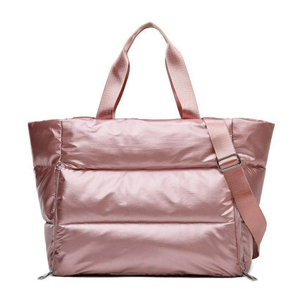 Large Shoulder Bag Waterproof Nylon Bag Space Padded Cotton Feather Down Tote