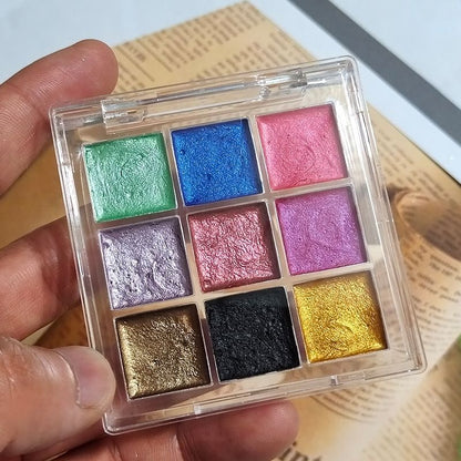 Nail Art Tool 9 Color Paint Solid Watercolor Handmade Acuarelas Palette Painting