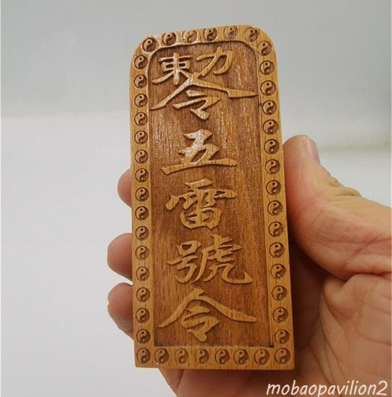 Taoist Peach Wood Five Thunder Order Token Wang Lingguan Magic Amulet Charm