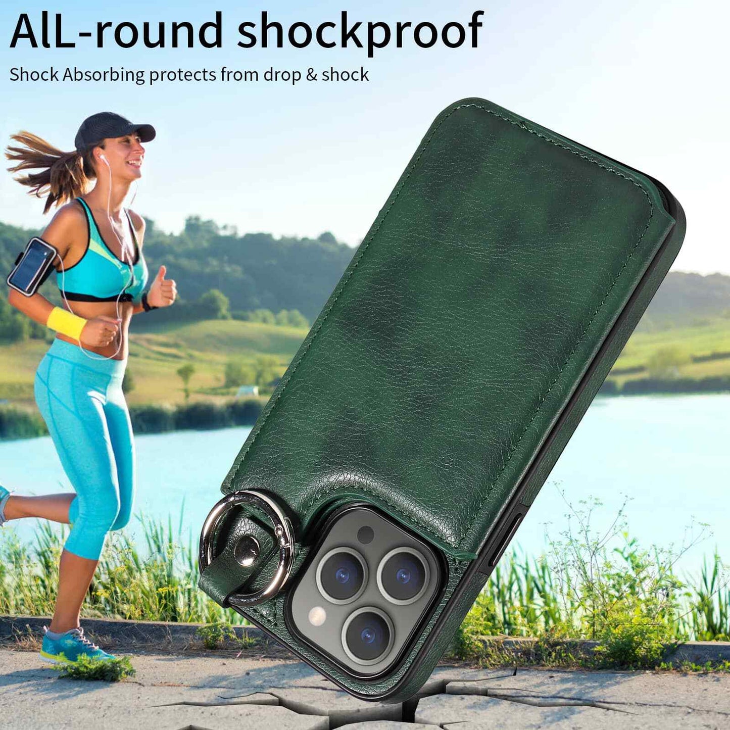 For iPhone 15 14 13 12 11 Pro Max Wallet Case with Card Holder Ring Buckle Cover