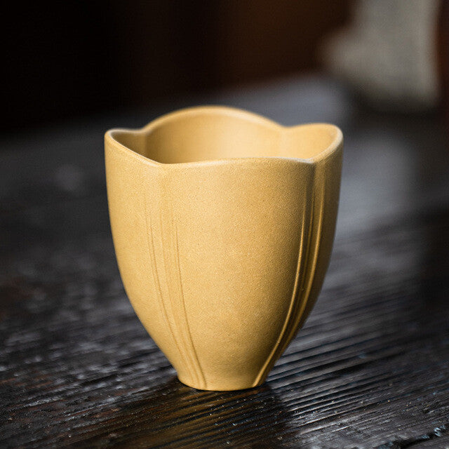 One Real Yixing Zisha Tea Cup Petal Design Original Ore Kungfu Teacup Master Cup