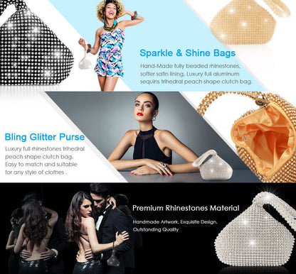 Women Alumium Sequins Evening Clutch Bag Party Wedding Fashion Purse Handbag