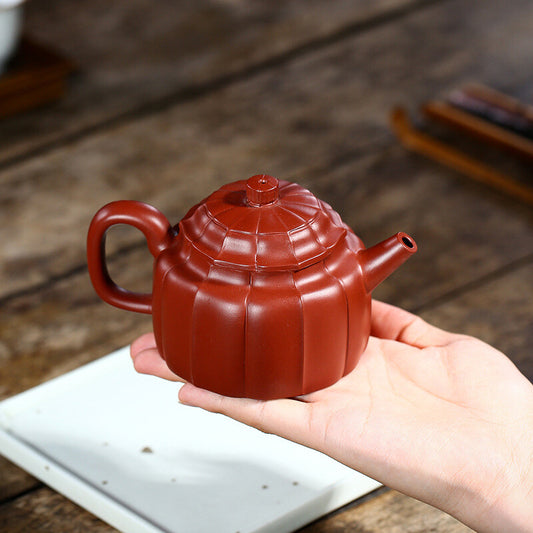 China Yixing Zisha Pottery Clovershrub Clay Handmade 200cc Tendon Grain Teapot